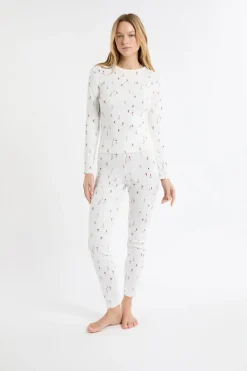Camiseta de pijama con estampado de esquiadores