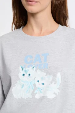 Camiseta de pijama de algodón con estampado de gatos