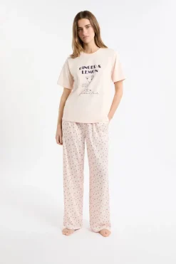 Camiseta de pijama de algodón estampada