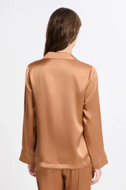 Camiseta de pijama de manga larga de seda