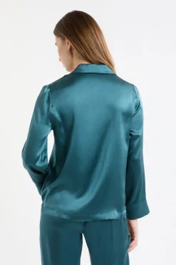 Camiseta de pijama de manga larga de seda