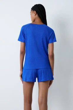 Camiseta de pijama de manga corta de lino