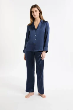 Camiseta de pijama de manga larga de seda