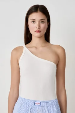 Camiseta de tirantes asimétrica de algodón