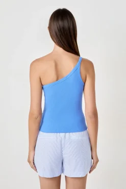 Camiseta de tirantes asimétrica de algodón