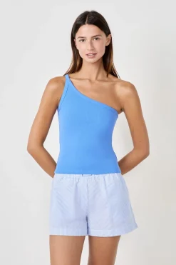 Camiseta de tirantes asimétrica de algodón