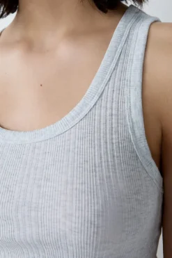 Camiseta de tirantes de algodón acanalado