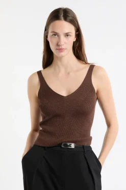 Camiseta sin mangas acanalada brillante