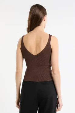 Camiseta sin mangas acanalada brillante