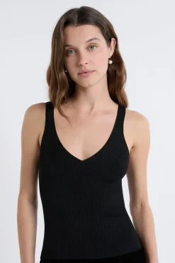 Camiseta sin mangas acanalada brillante