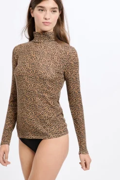 Camiseta térmica de cuello alto con cashmere