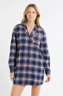 Camisón de algodón a cuadros