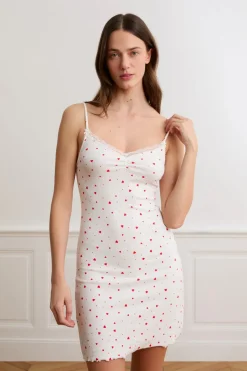 Camisón de algodón con estampado de corazones