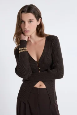 Cardigan irisé avec boutons dorés