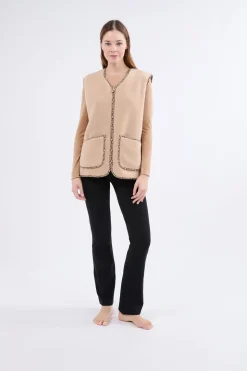 Chaleco sin mangas con efecto sherpa