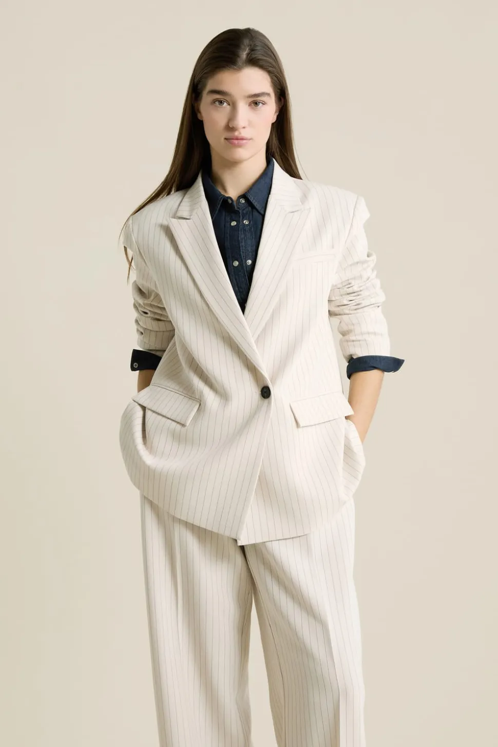 Chaqueta blazer oversize a rayas