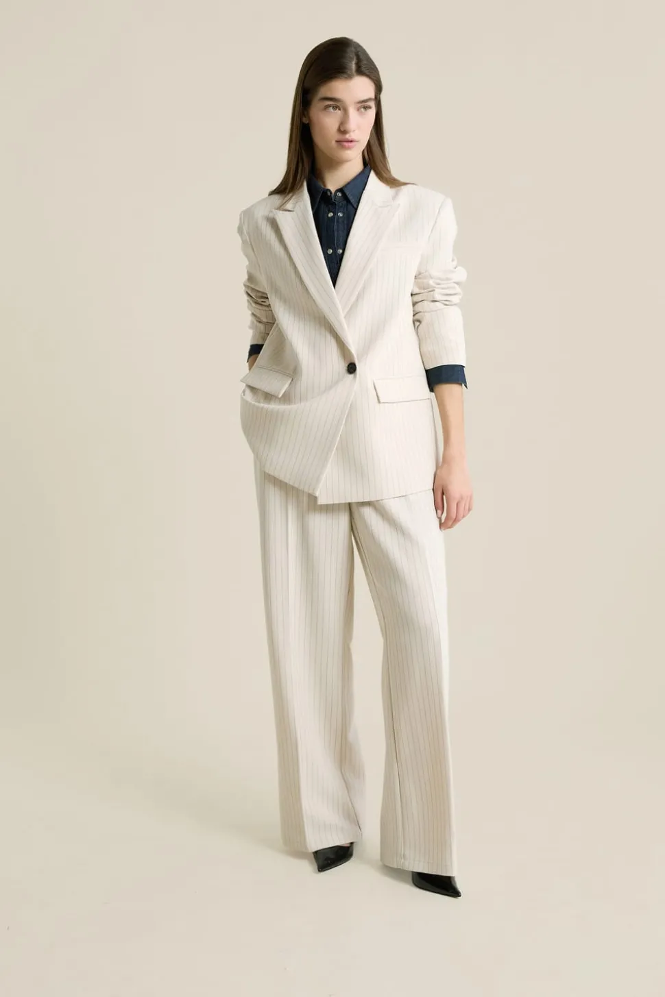 Chaqueta blazer oversize a rayas