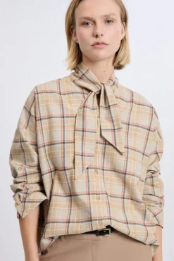 Chemise avec détail à nouer avec coton