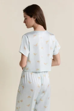 Chemise de pyjama courte satinée