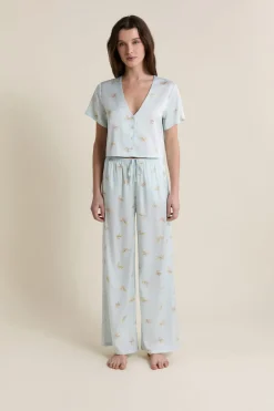 Chemise de pyjama courte satinée