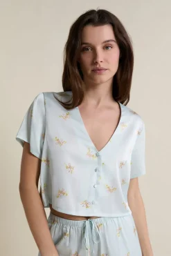 Chemise de pyjama courte satinée