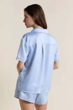 Chemise de pyjama satinée à pois