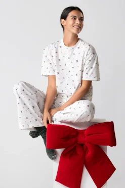 Conjunto de pijama de 2 piezas con estampado de algodón