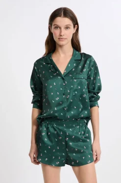 Conjunto de pijama de 2 piezas con estampado efecto satén