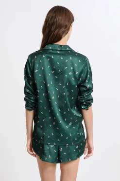 Conjunto de pijama de 2 piezas con estampado efecto satén