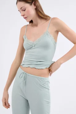 Conjunto de pijama de 2 piezas de punto fino