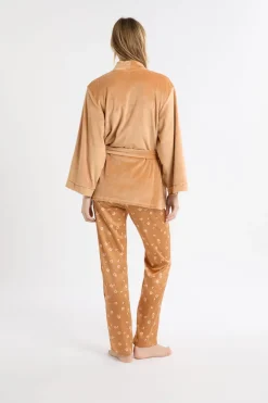 Conjunto de pijama de 3 piezas de satén con estampado floral