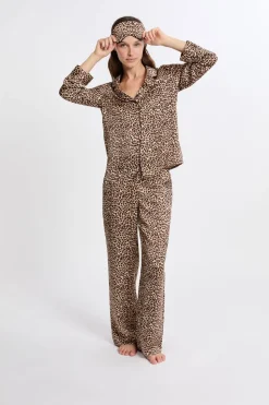 Conjunto de pijama de 2 piezas con estampado y antifaz