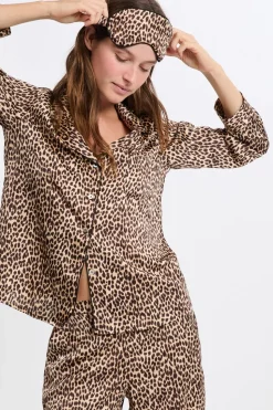 Conjunto de pijama de 2 piezas con estampado y antifaz