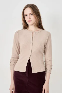 Cárdigan acanalado de manga larga