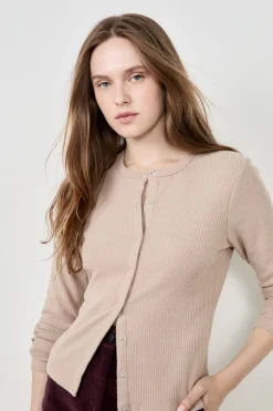 Cárdigan acanalado de manga larga