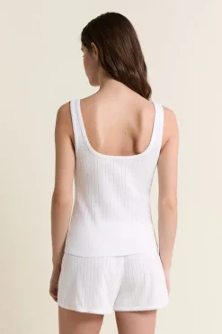 Débardeur de pyjama en coton en pointelle