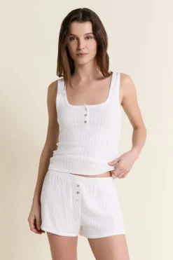 Débardeur de pyjama en coton en pointelle