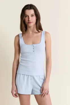 Débardeur de pyjama en coton en pointelle