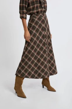 Falda larga estampada de algodón