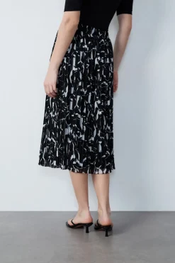 Falda larga plisada estampada