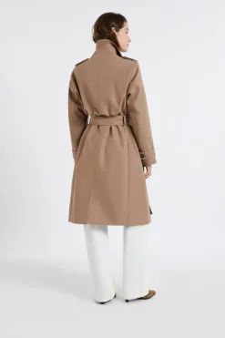 Gabardina larga con cinturón y algodón