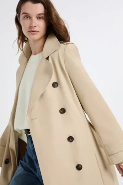 Gabardina larga con cinturón y algodón