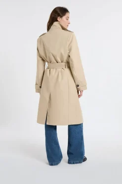 Gabardina larga con cinturón y algodón