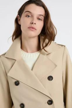 Gabardina larga con cinturón y algodón