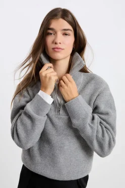 Jersey con cuello camisero y cremallera