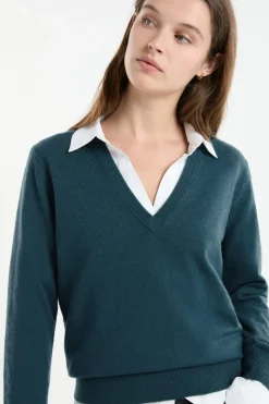 Jersey con cuello en V de lana