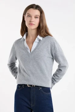 Jersey con cuello en V de lana