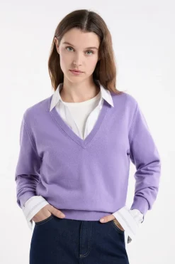 Jersey con cuello en V de lana