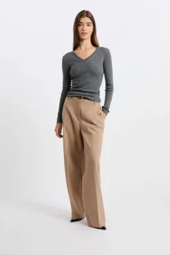 Jersey de cuello en V con lana