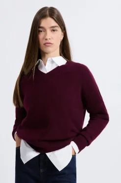 Jersey de cuello en V de cashmere